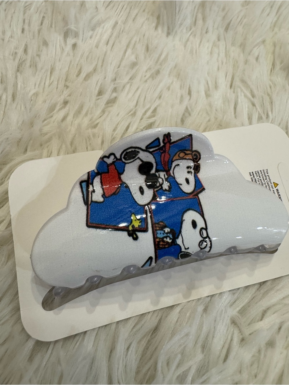 Snoopy Joe Cool Cloud Hair Clip claw  - White with Blue & Red